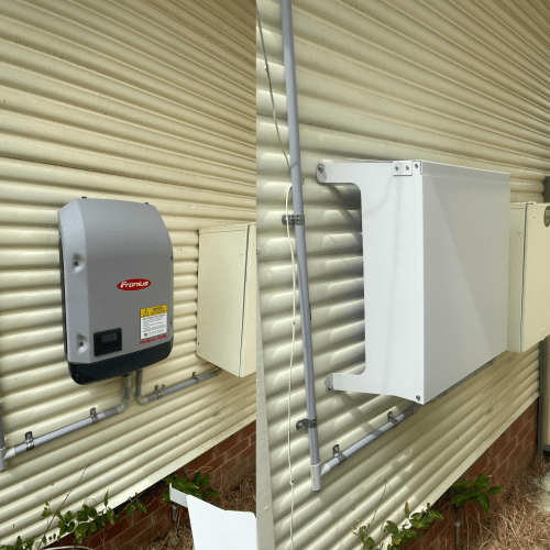 Before and After Solar Inverter Cover Installed - Surf Mist (Universal) - Sunny Covers